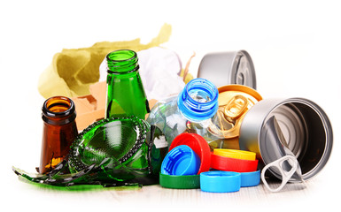 Recyclable garbage consisting of glass, plastic, metal and paper