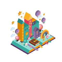 Colourful Castle. Isometric Illustration