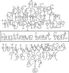 Hand drawn heart font. 