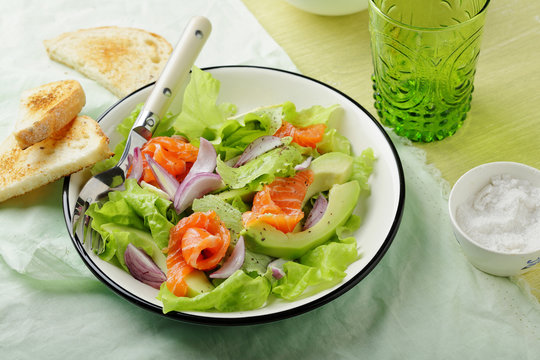 fresh salad with salmon
