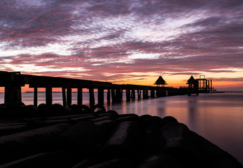Bridge backlit evening after sunset silhouette
