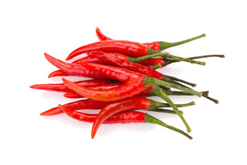 Hot chili peppers isolated on white background