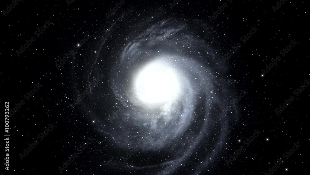 Wall mural rotating spiral galaxy. 4k. zoom in.