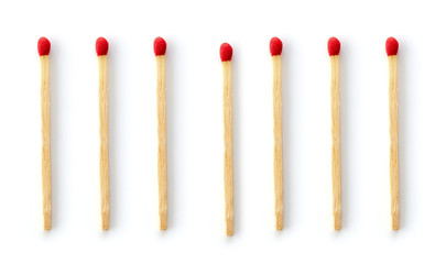 Matches on white background