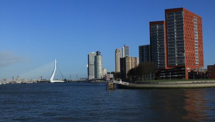 Fototapeta na wymiar Rotterdam, Blick von Katendrecht über die Maas in Richtung Innenstadt