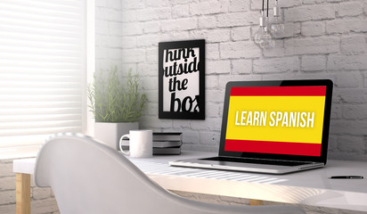 laptop workplace learn spanish