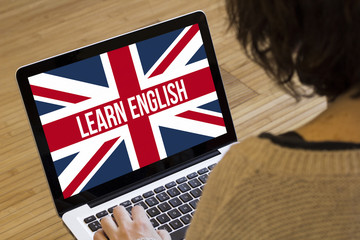 woman computer learn english
