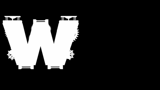 rendered with alpha matted mode loop rusted metal mechanical alphabet