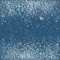 Blue background with snowflakes and stars.