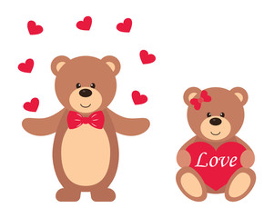 Fototapeta na wymiar romantic teddy with heart and teddy text