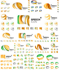 Set of speech bubble icons, overlapping shapes style design