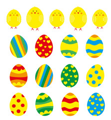 Easter eggs and chicks collection / set of Easter elements for chidlren
