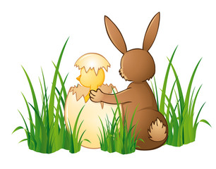 Osterfreunde im Osternest