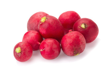 Fresh radishes on white background