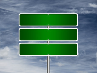 High resolution blank road sign empty highway street green signage.