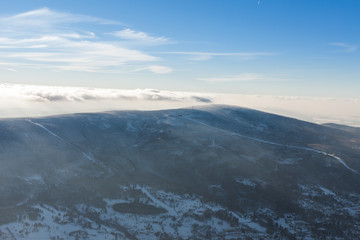 Obraz premium aerial view of the forest in winter time