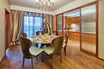 interior of luxury dining room