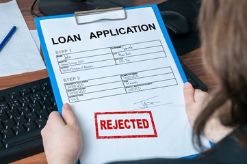 Loan application form with rejected stamp. - obrazy, fototapety, plakaty
