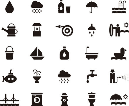 WATER RELATED black icons pack