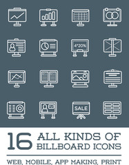 All Kinds of Billboard Icons, Set of Vector Icons for all Purposes, Business, Web, Mobile or Print