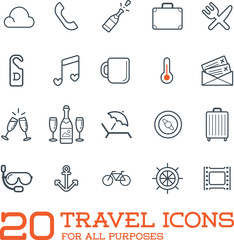 Travel Icons Vector Set, Great for All Purposes like Print Web or Mobile Apps