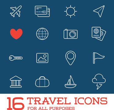 Travel Icons Vector Set, Great for All Purposes like Print Web or Mobile Apps