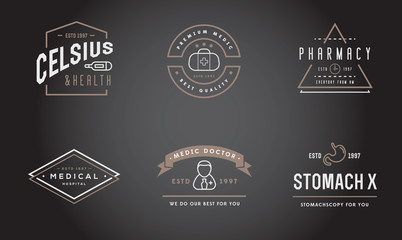 Medicine Health Vector Symbols Icons Can Be Used as Logotype Element or Icon, Illustration Ready for Print or Plotter Cut or Using as Logotype with High Quality