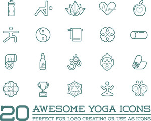 Set of Vector Yoga Zen Sport Elements and Fitness Healthy Illustration can be used as Logo or Icon in premium quality