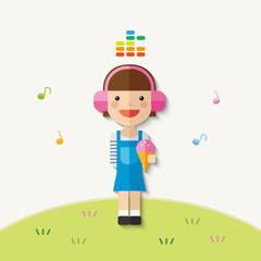 girl with headphone