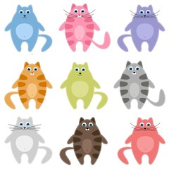 cute colorful cats set