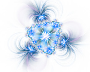 Abstract fractal design. Blue pattern on white.