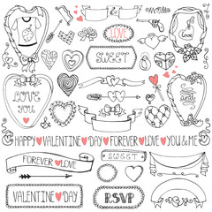 Valentines day,wedding icon,frames,ribbon decor set