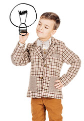 Portrait adorable young happy boy looking at camera isolated on white background