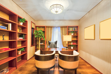 interior of luxury study