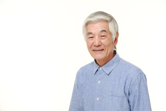 senior Japanese man in good mood
