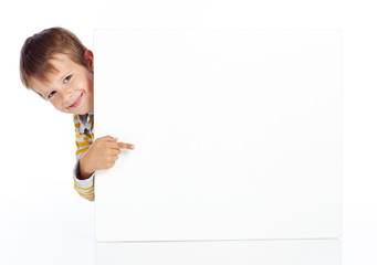 Little boy, white board 