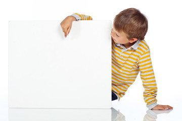 Little boy, white board 
