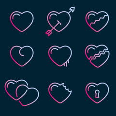 heart line icons symbols
