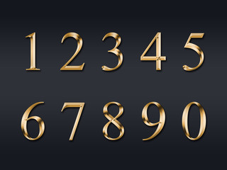 Gold numbers on a grey background