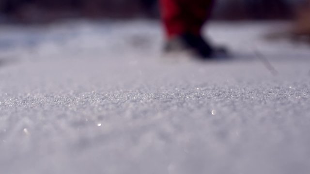 Man is riding on ice