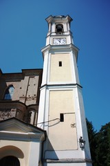 Fototapeta na wymiar Bell tower of Church Santa Maria Assunta in Meina, Italy