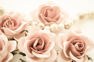 Vintage of roses and Pearl Necklace.