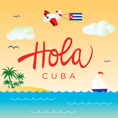 Cuba Sea Landscape Vector Template © urazovsky