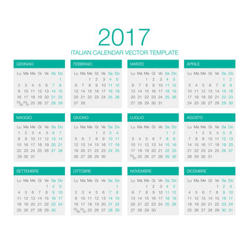 Italian Calendar Vector 2017