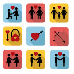 A set of flat icons Valentine's Day. Vector