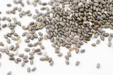 Chia seeds on white.