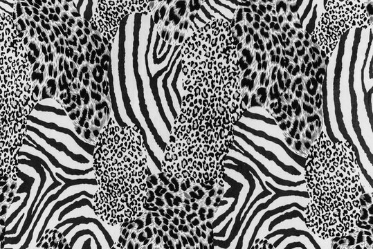 texture of print fabric striped leopard and zebra