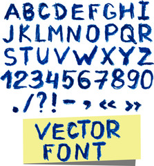 grunge vector watercolor font