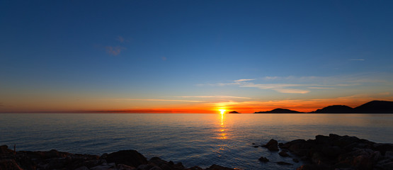 Sunset in the Gulf of La Spezia - Italy / Sunset in the Gulf of La Spezia, Liguria Italy, in the background Portovenere, Palmaria and Tino islands