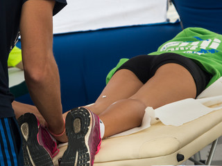 Athlete's Muscles Massage after Sport Workout